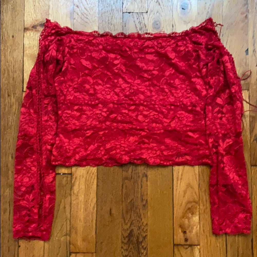 Guess red crop top off the shoulders Lacey